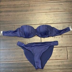 Navy blue strapless bikini size 0/2/4
